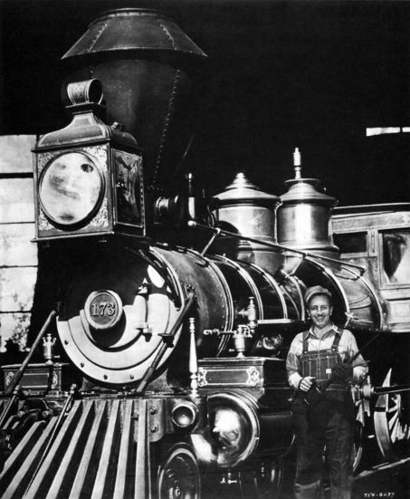 Walt Disney and train 173, the original Lilly Belle. 1954