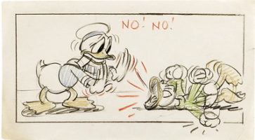 Donald Duck Storyboard Drawing Animation Art (Walt Disney, circa 1930s)