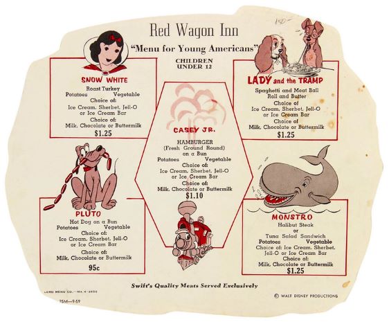 1959 Swift's "Red Wagon Inn" Children's Menu